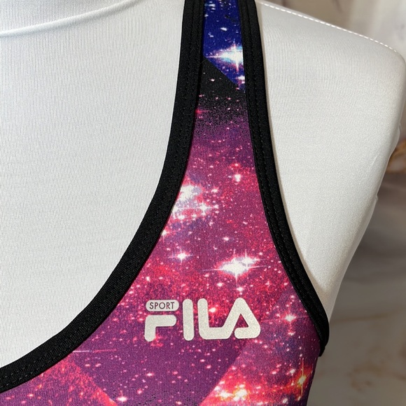 Fila Active Racerback Tank Black and Space Design Size S - Picture 2 of 13
